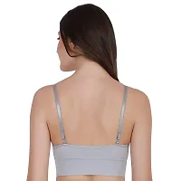 Women Cotton Everyday Lightly Padded Wire Free Bra Free Size (Grey-Green)-thumb1