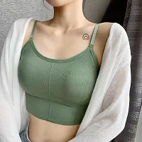 Women Cotton Everyday Lightly Padded Wire Free Bra Free Size (Beige-Green-Yellow)-thumb2