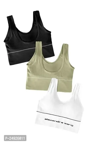 Under Secret Women Everyday Lightly Padded Bra 28 to 34 Free Size (Black-Pista-White) (Black-Light Green-White)-thumb0