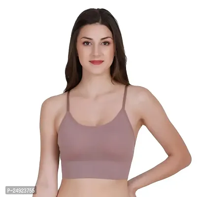 Women Cotton Everyday Lightly Padded Wire Free Bra Free Size (Black) (Pink)