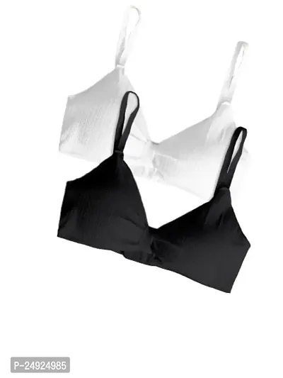 Under Secret Women Everyday Lightly Padded Bra Free Size (White-Black)