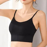 Women Cotton Everyday Lightly Padded Wire Free Bra Free Size (Black-Yellow-Beige)-thumb2