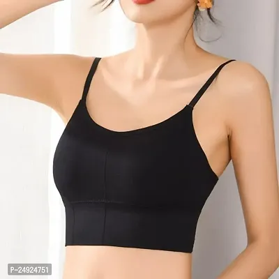 Women Cotton Everyday Lightly Padded Wire Free Bra Free Size (Black-Yellow-Beige)-thumb3