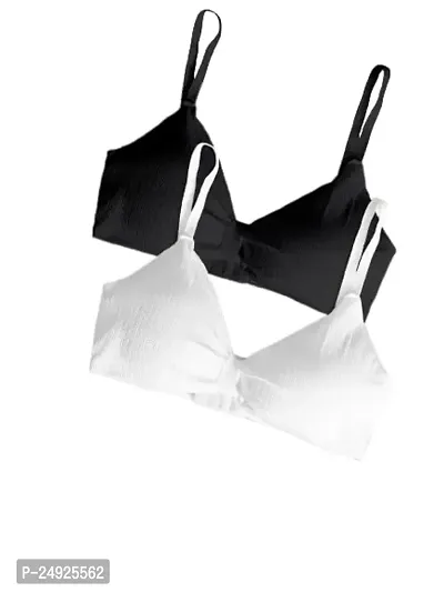 Under Secret Women Everyday Lightly Padded Bra Free Size (Black-White)-thumb0