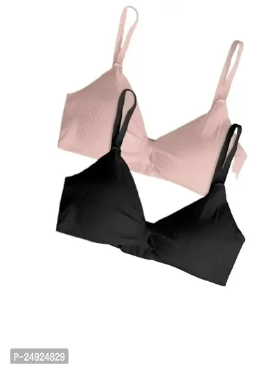 Under Secret Women Everyday Lightly Padded Bra Free Size (Pink-Black)