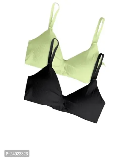 Under Secret Women Everyday Lightly Padded Bra Free Size (Green-Black)
