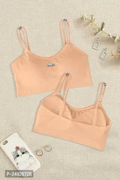 Women Cotton Everyday Lightly Padded Wire Free Bra (Light Pink-Beige)-thumb5