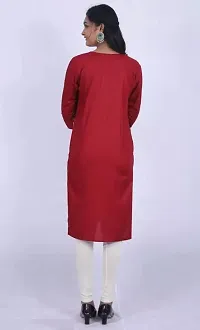 Elegant Rayon Red Solid Round Neck Maternity Feeding Kurta For Women-thumb2