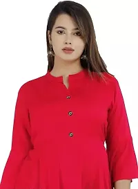 Long Bell Sleeves Tops (Small, Red)-thumb1