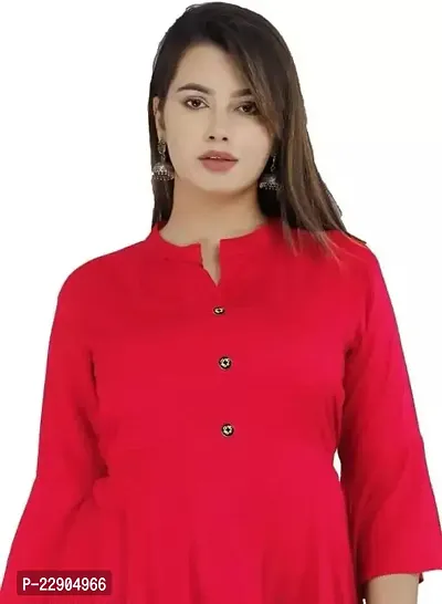 Long Bell Sleeves Tops (Small, Red)-thumb2