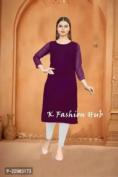 Solid Kurti (Medium, Wine)-thumb0