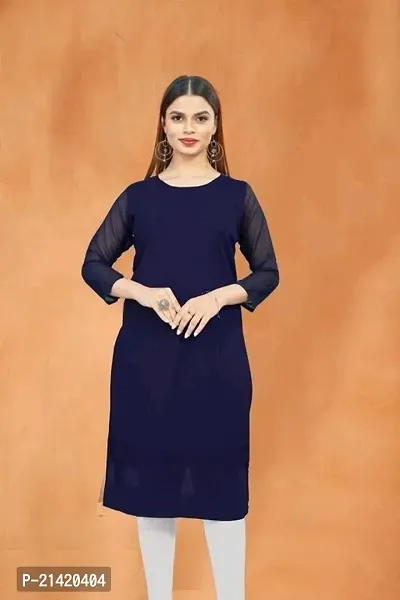 Elegant Rayon Black Solid Round Neck Kurta For Women-thumb3