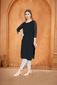 Elegant Rayon Black Solid Round Neck Kurta For Women-thumb1