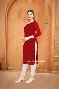 Solid Kurti (Medium, Red)-thumb3