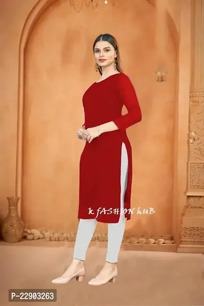 Solid Kurti (Medium, Red)-thumb4