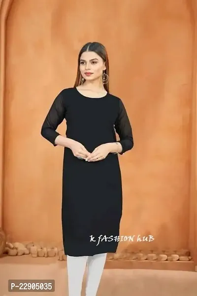 Solid Kurti (Medium, Black)