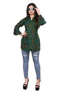 Elegant Rayon Green V Neck Bell Sleeve Printed Top For Women-thumb2