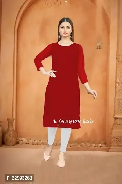 Solid Kurti (Medium, Red)-thumb3