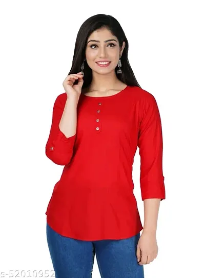 Jaipur Fashion Mode Women's Rayon Solid Regular 3/4th Sleeve Top