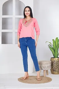 Classic Embroidery Top for Women (Pink V )-thumb3