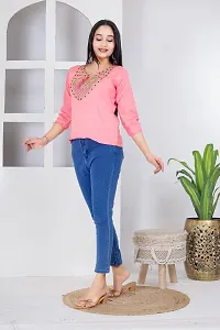 Classic Embroidery Top for Women (Pink V )-thumb1