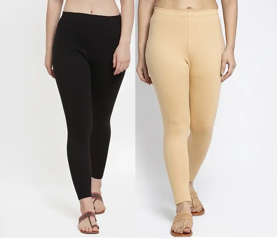 Stylish Lycra Solid Leggings for Women - Pack of 2