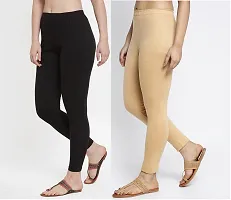 Women Ankle Length Leggings Combo Pack Of 2 (Back/Skin)-thumb1