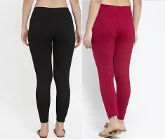 Women Ankle Length Leggings Combo Pack Of 2 (Back/Maroon)-thumb1