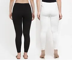 Women Ankle Length Leggings Combo Pack Of 2 (Back/White)-thumb1