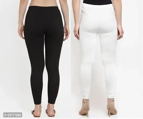 Women Ankle Length Leggings Combo Pack Of 2 (Back/White)-thumb2