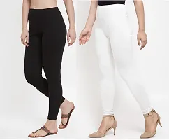 Women Ankle Length Leggings Combo Pack Of 2 (Back/White)-thumb2