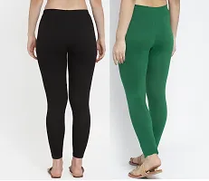 Women Ankle Length Leggings Combo Pack Of 2 (Back/Green)-thumb2