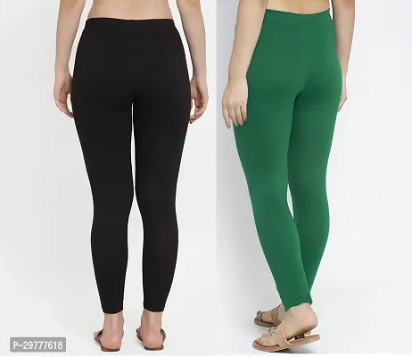 Women Ankle Length Leggings Combo Pack Of 2 (Back/Green)-thumb3