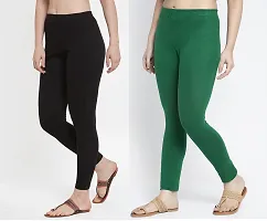 Women Ankle Length Leggings Combo Pack Of 2 (Back/Green)-thumb3