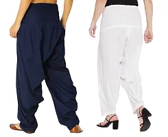 Casual Cotton Solid Comfy Patiala  Combo Pack of 2 (Navy/White)-thumb2