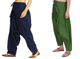 Casual Cotton Solid Comfy Patiala  Combo Pack of 2 (Navy/Botle Green)-thumb2