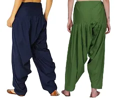 Casual Cotton Solid Comfy Patiala  Combo Pack of 2 (Navy/Botle Green)-thumb1