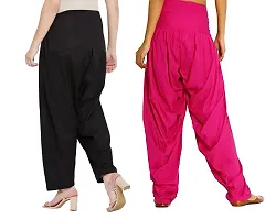 Casual Cotton Solid Comfy Patiala  Combo Pack of 2 (Black/Pink)-thumb2