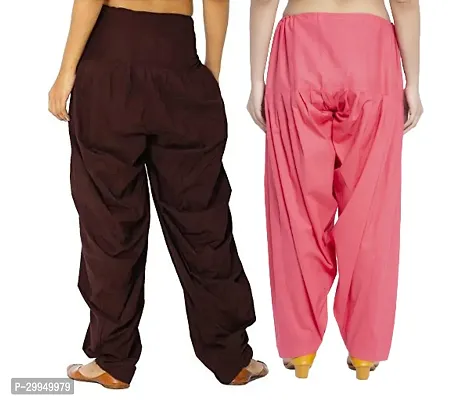 Cotton Solid Comfy Patiala Combo Pack of 2 (Brown/Peach)-thumb3