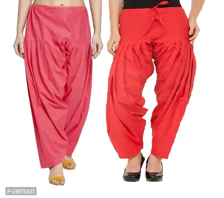 Solid  Cotton Patiala Combo Pack of 2 Peach/Red (Combo Pack of 2)-thumb0