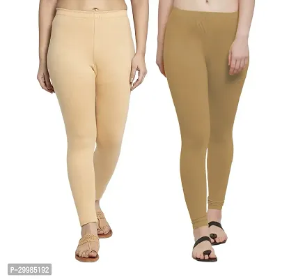 Women Ankle Length Leggings Combo Pack Of 2 (Skin Light/Skin Dark)