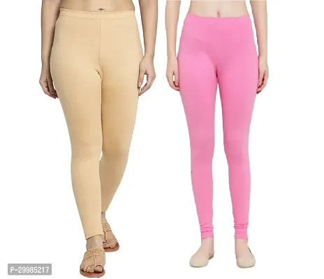 Women Ankle Length Leggings Combo Pack Of 2 (Skin /Baby Pink)