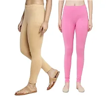 Women Ankle Length Leggings Combo Pack Of 2 (Skin /Baby Pink)-thumb1