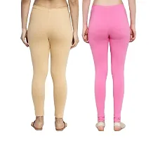 Women Ankle Length Leggings Combo Pack Of 2 (Skin /Baby Pink)-thumb2