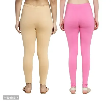 Women Ankle Length Leggings Combo Pack Of 2 (Skin /Baby Pink)-thumb3