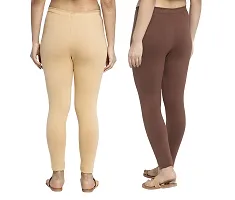 Women Ankle Length Leggings Combo Pack Of 2 (Skin /Brown)-thumb1