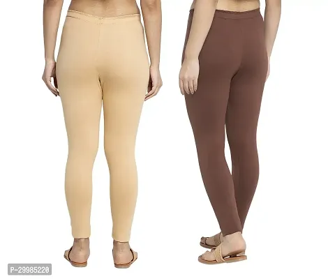 Women Ankle Length Leggings Combo Pack Of 2 (Skin /Brown)-thumb2