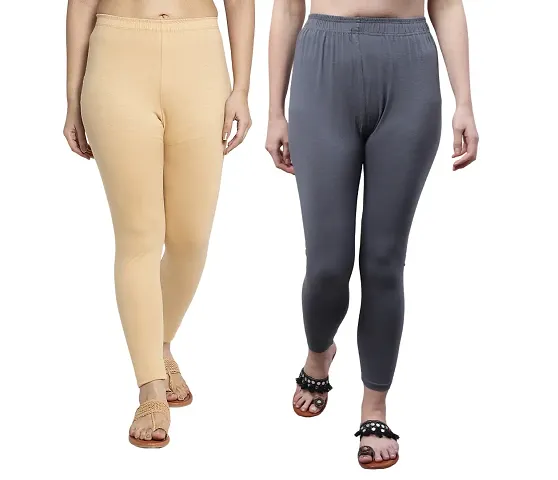 Stylish Lycra Solid Leggings for Women Pack of 2