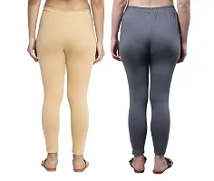 Women Ankle Length Leggings Combo Pack Of 2 (Skin /Dark Grey)-thumb1