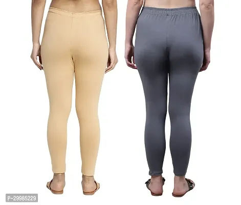 Women Ankle Length Leggings Combo Pack Of 2 (Skin /Dark Grey)-thumb2